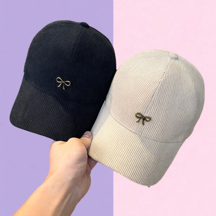 2025新款蝴蝶结灯芯绒棒球帽