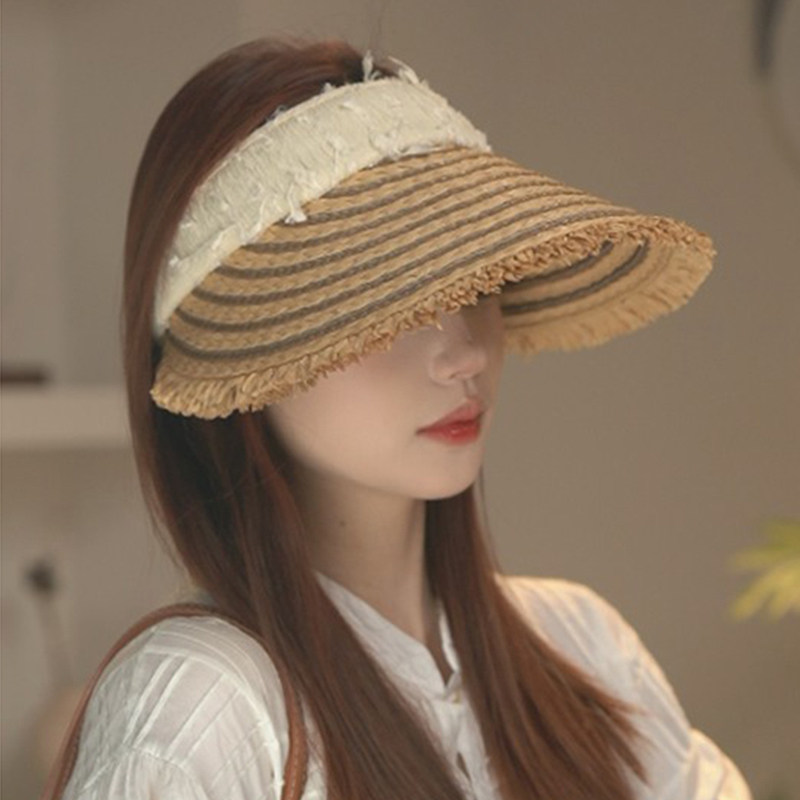 春夏季草编空顶帽子女防晒遮阳帽