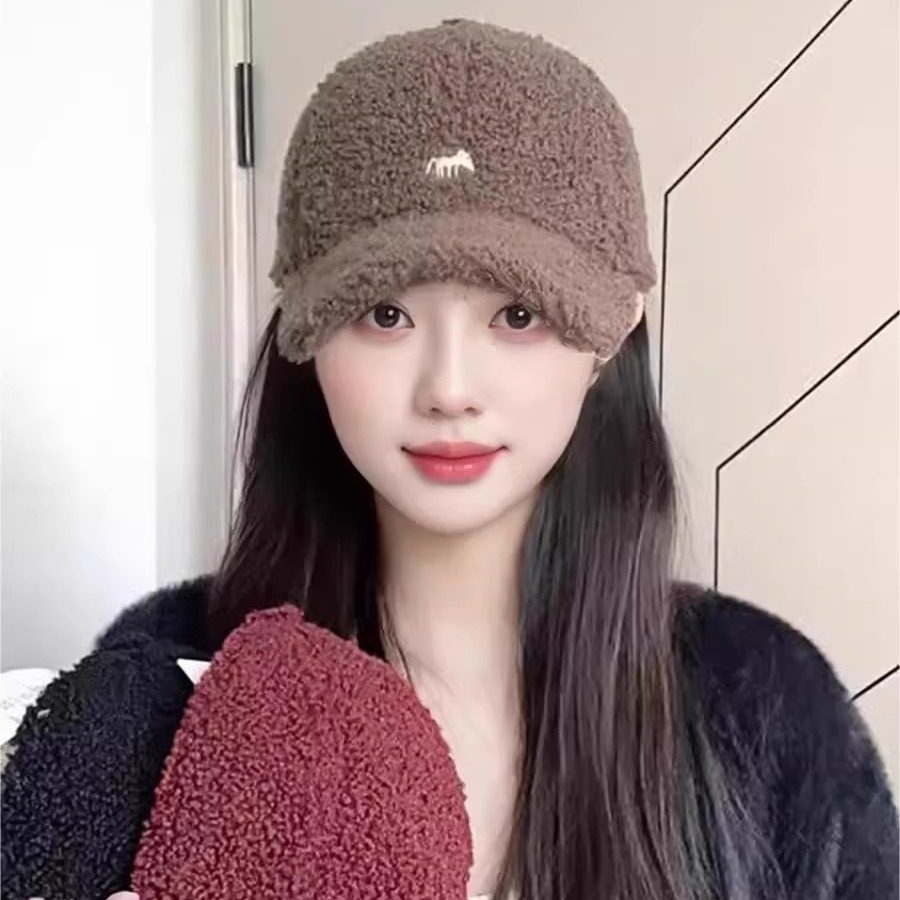 帽子女2025新款秋冬款小狐狸刺绣羊羔毛加绒加厚保暖宽檐鸭舌帽,服饰配件/皮带/帽子/围巾,帽子,淘宝优惠券,粉丝福利购,淘宝优惠卷