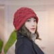 2025手工钩花针织帽女秋冬百搭保暖包头帽时尚 洋气显脸小毛线帽