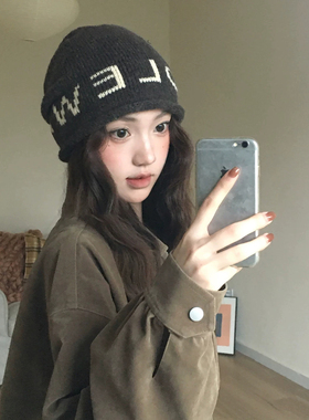 冬季保暖针织堆堆帽显脸小