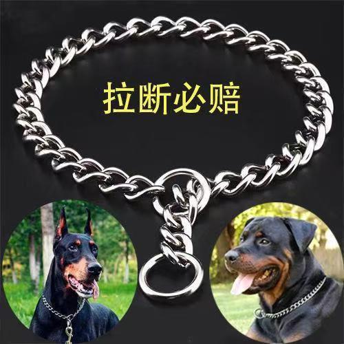 不锈钢p链 狗狗牵引绳项圈马犬金毛罗威纳狗链中型大型犬栓狗脖套