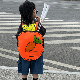 儿童可爱萝卜轻便背包女孩便携夏季网球羽毛球包男童出游双肩包潮