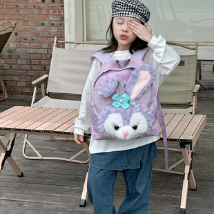 星带露双肩包小女孩幼儿园小学大容量书包学生出游轻便单肩包背包