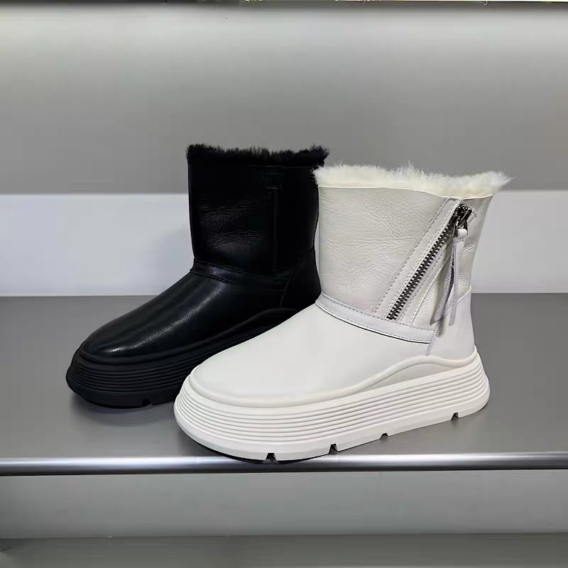 欧货2025冬季真皮羊皮毛一体雪地靴厚底增高毛毛棉鞋白色短靴女潮