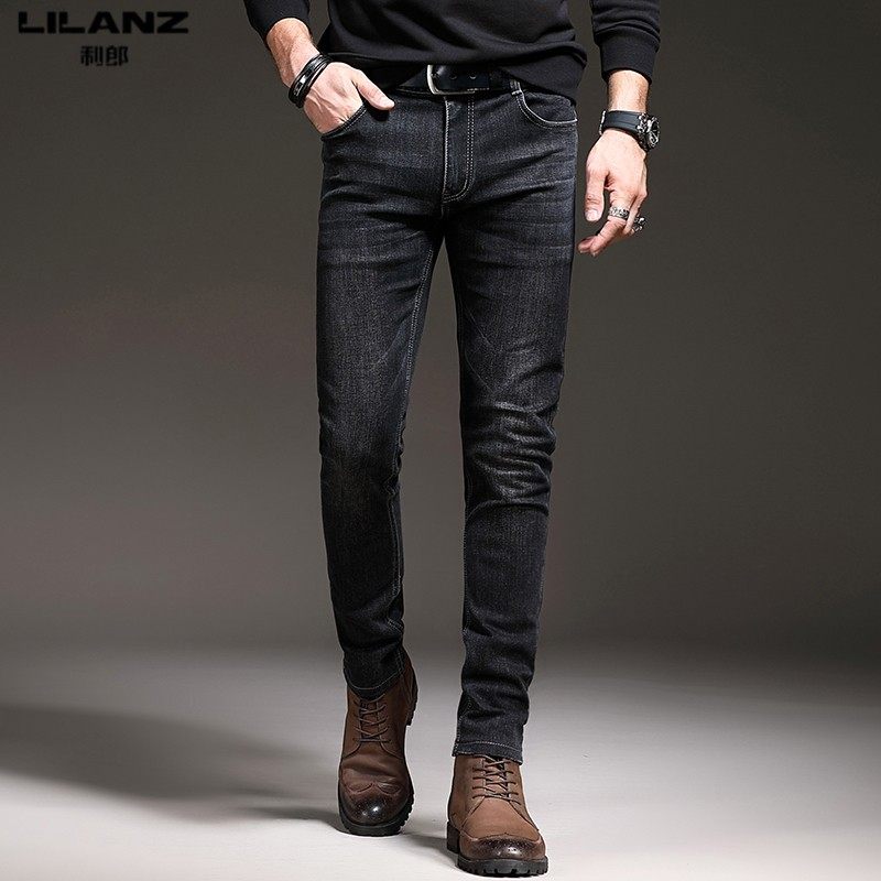 利郎春秋新款男士牛仔裤中青年休闲商务中腰长裤子修身直筒休闲裤