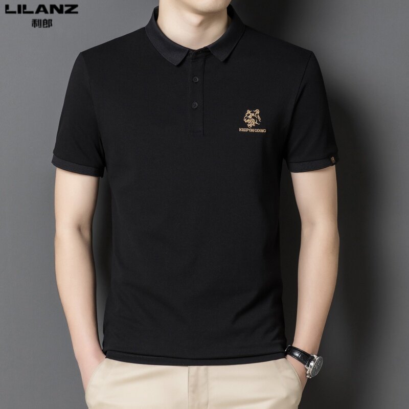 利郎男装短袖T恤夏季新款纯棉翻领休闲上衣男士高端纯色POLO衫潮