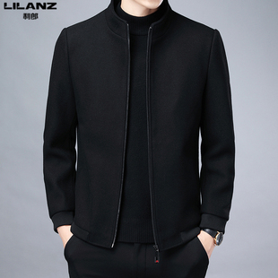 利郎男装短款毛呢夹克春秋新款立领羊毛呢子大衣男士休闲保暖外套