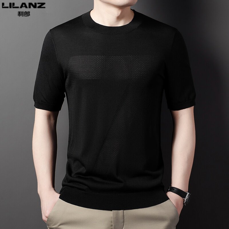 2026新款利郎短袖T恤夏季薄款针织透气体恤男士修身圆领休闲男装