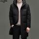 加厚保暖韩版 利郎男装 冬季 连帽羽绒服2025新款 纯色休闲外套 中长款