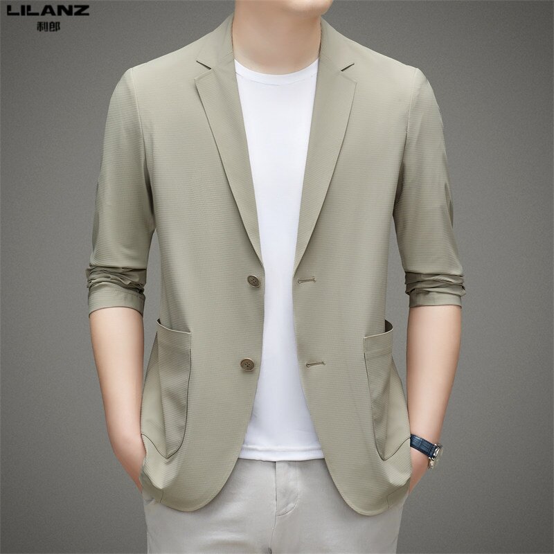 利郎男装休闲西装夏季修身无痕薄款西服中青年男士防晒单西外套