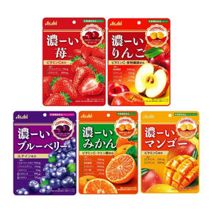 日本朝日Asahi浓郁水果糖草莓蓝莓芒果浓缩果汁 多种口味维生素糖