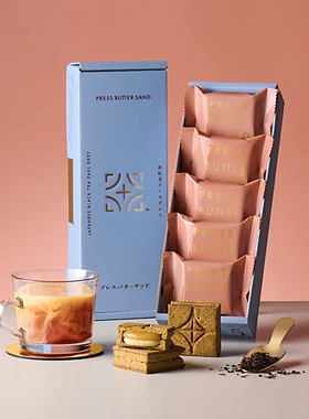 日本ins网红零食PRESS BUTTER SAND焦糖奶油夹心曲奇饼 爆浆