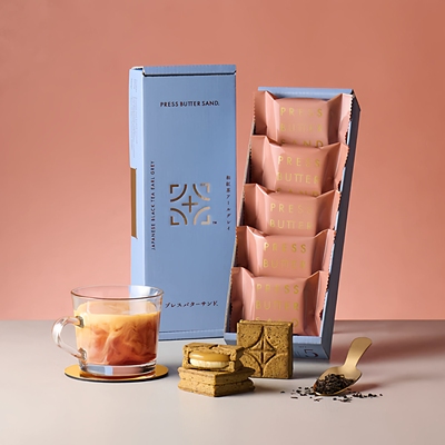 日本ins网红零食PRESS BUTTER SAND焦糖奶油夹心曲奇饼 爆浆