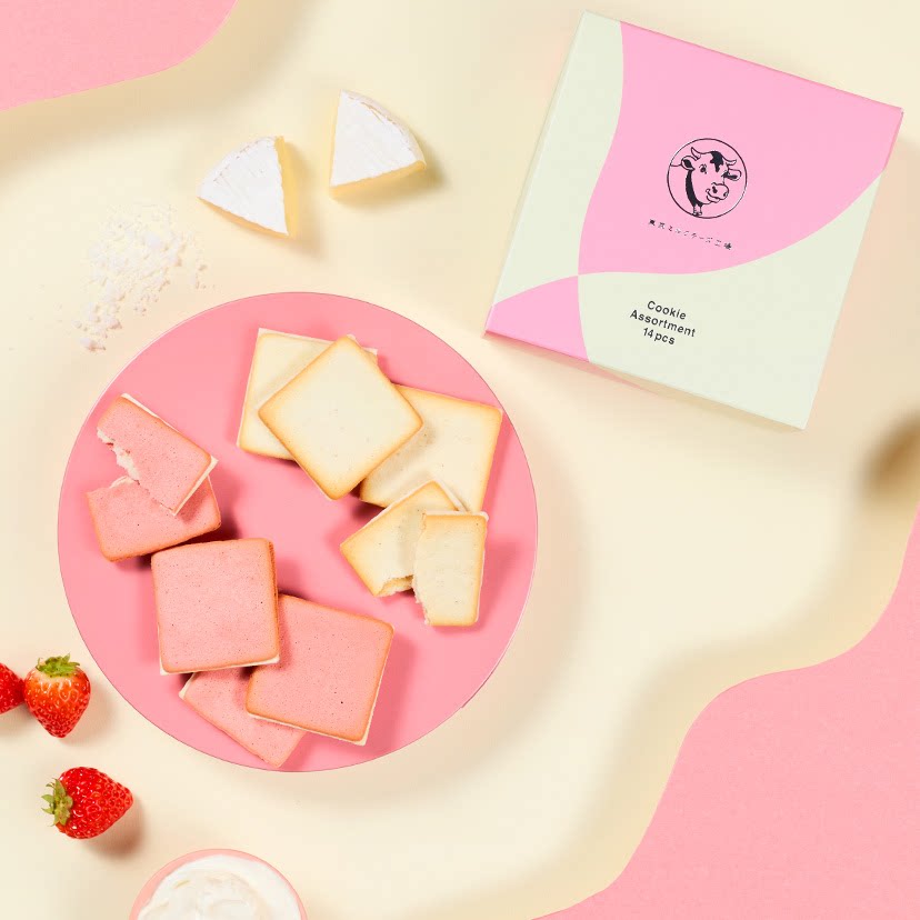 现货新品日本东京牛奶芝士工厂草莓海盐夹心饼干零食礼盒装