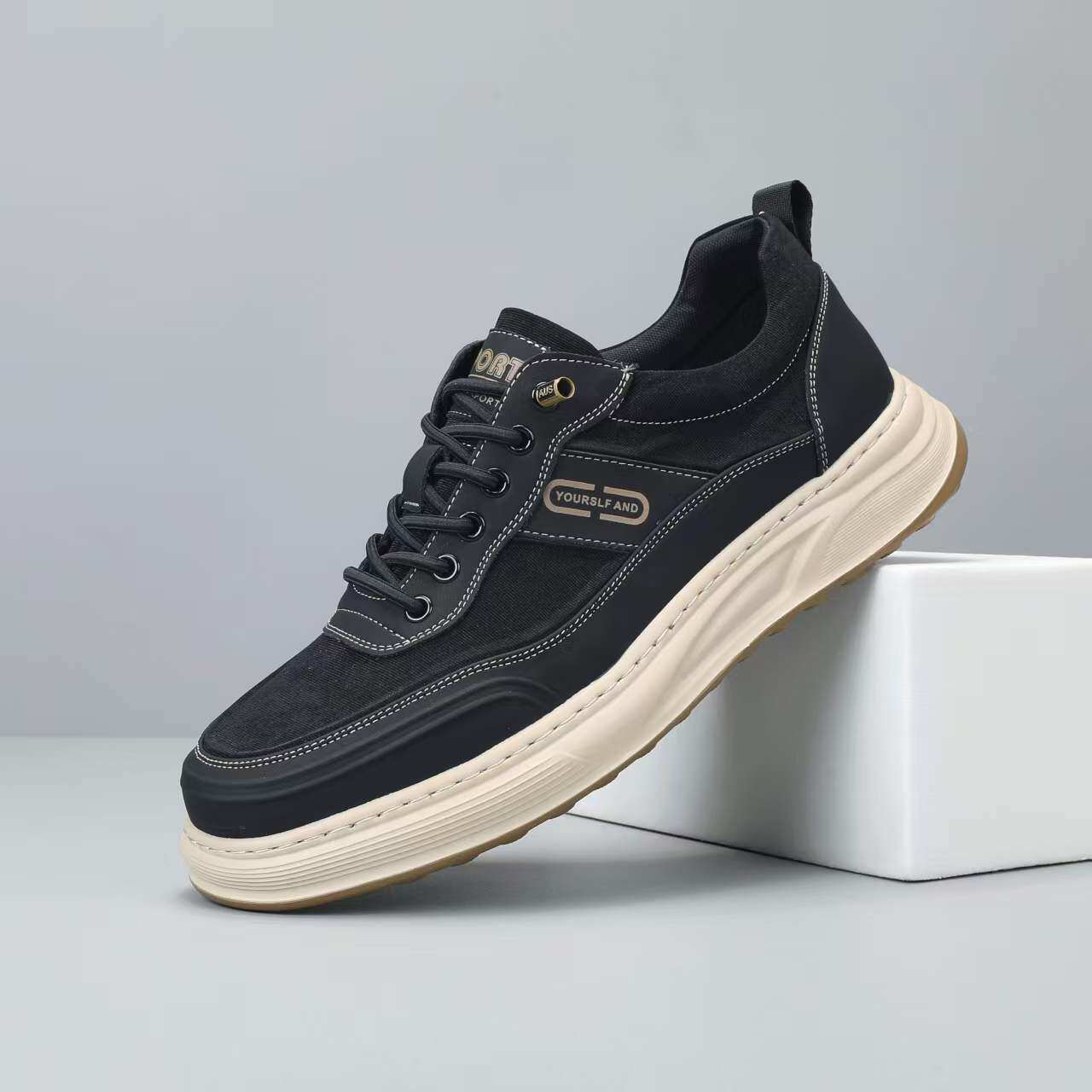 2026新款男鞋潮牌布鞋厚底休闲鞋百搭透气软底老爹鞋男款时尚运动