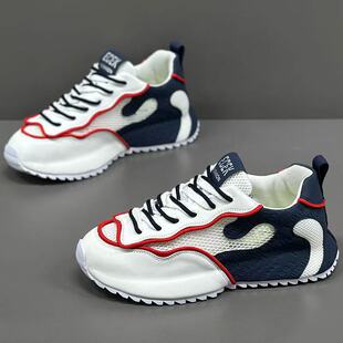 男款鞋子爆款男鞋春季透气2026年新款软底老爹鞋男网面运动休闲鞋