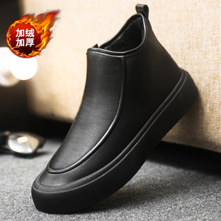 男式皮靴2025冬季新款马丁靴男士加绒加厚男鞋防寒休闲运动棉鞋潮