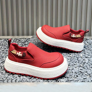 2026年轻便男鞋春季新款时尚百搭厚底懒人休闲鞋韩版爆款阿甘鞋男
