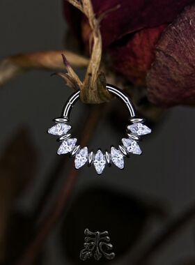 麦穗马眼锆石拼接搭扣环 16g钛合金8mm植入级防过敏高抛光daith环