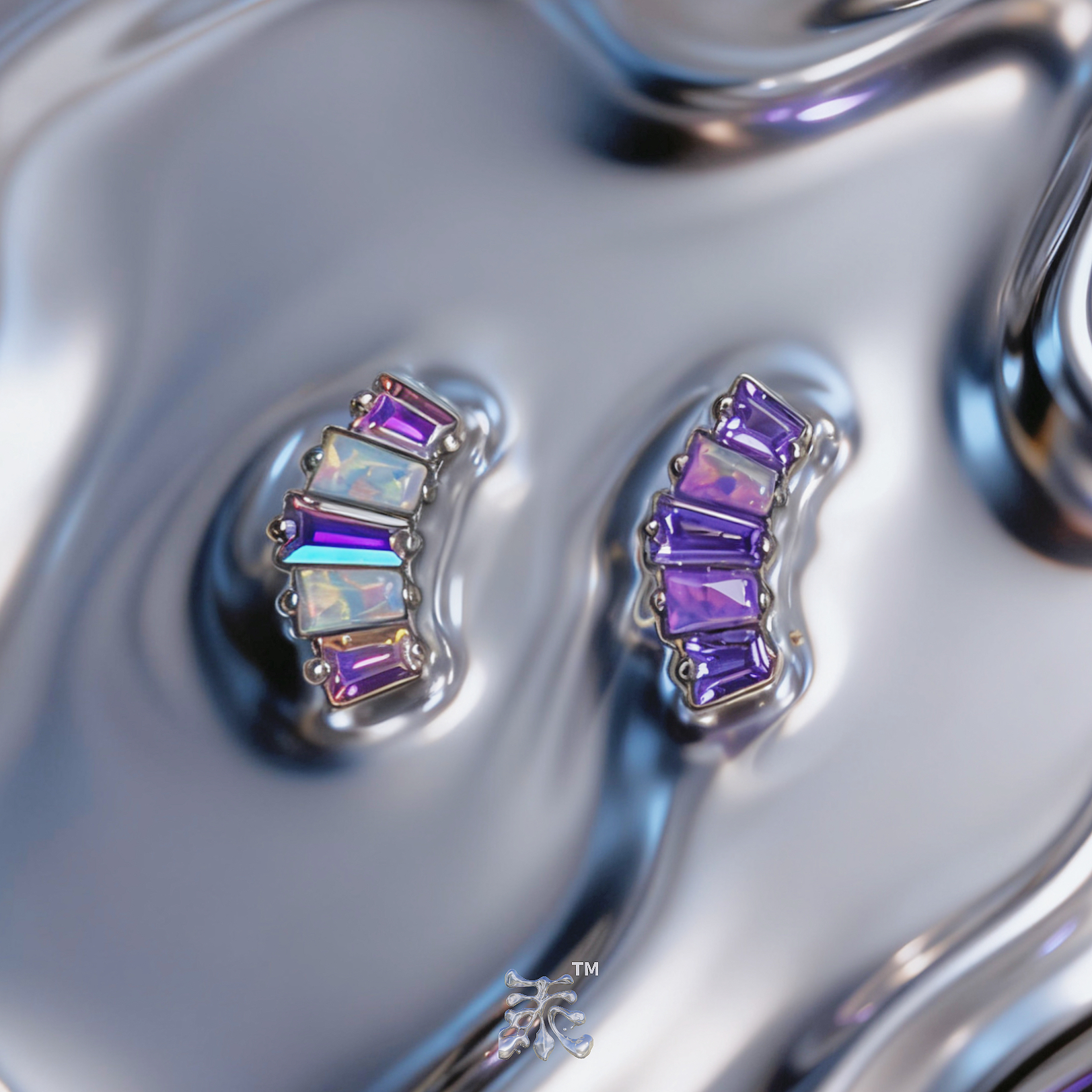 弧形拼接冰糖香芋耳骨钉 钛合金136植入级 免摘防过敏0.9牙内螺纹