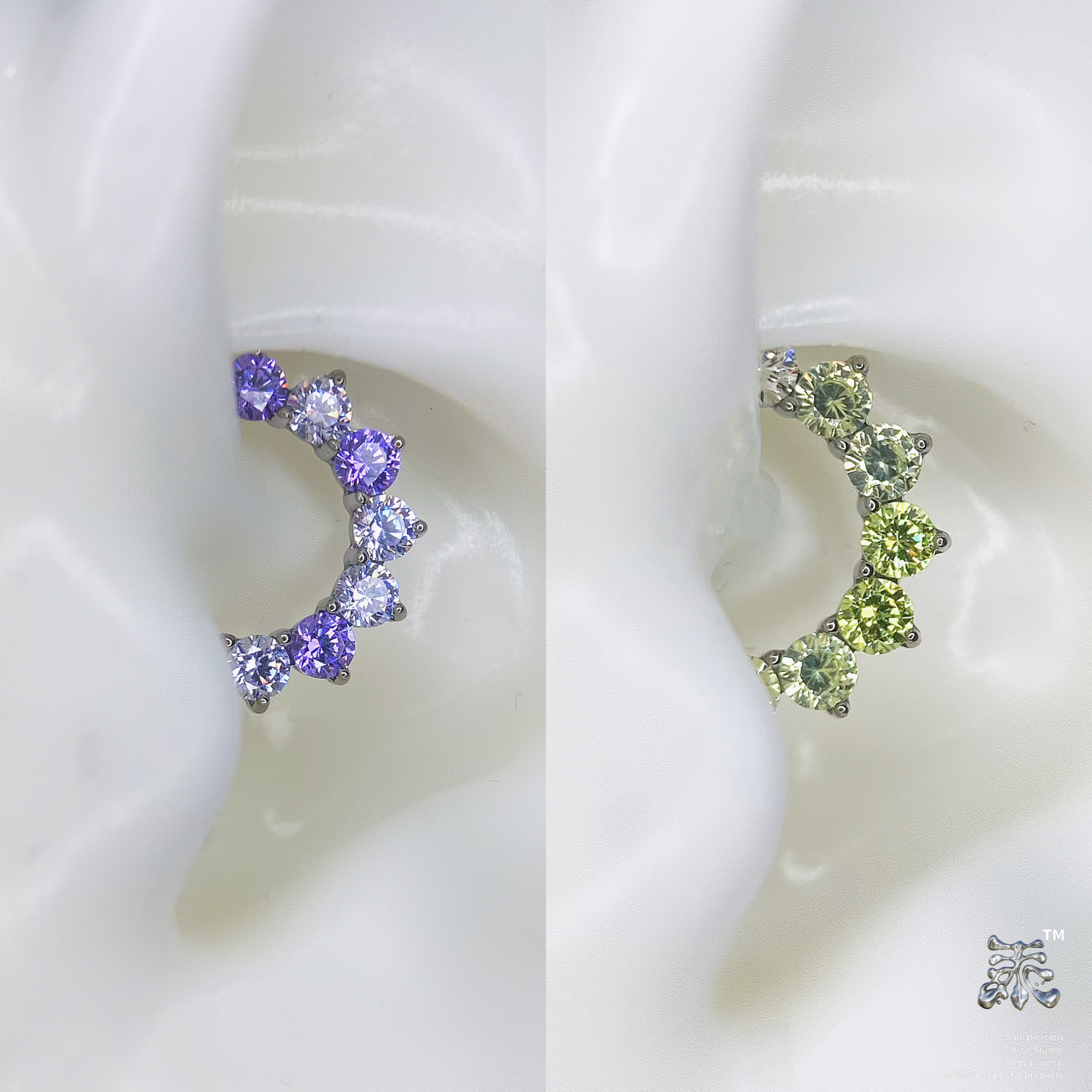 渐变糖果色圆锆拼接搭扣环 16g植入级钛合金8mm鼻中隔daith亚文化