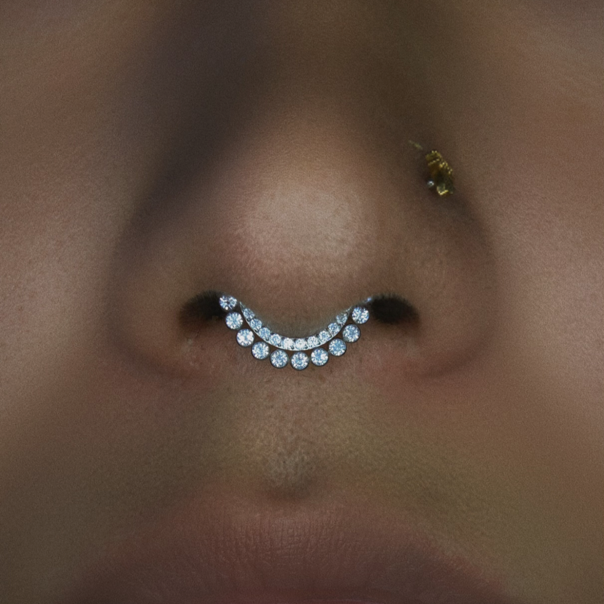 爆闪双层包边锆石搭扣环5A+ 16g8mmf136钛合金daith鼻中隔闭口环