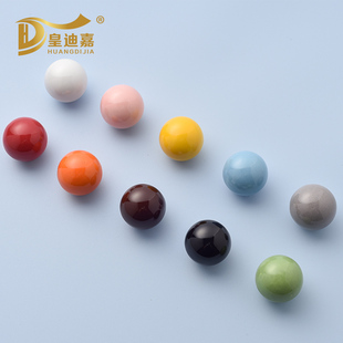 彩色圆球陶瓷拉手球形装 饰橱衣柜糖果色门把手抽屉拉手单孔彩球