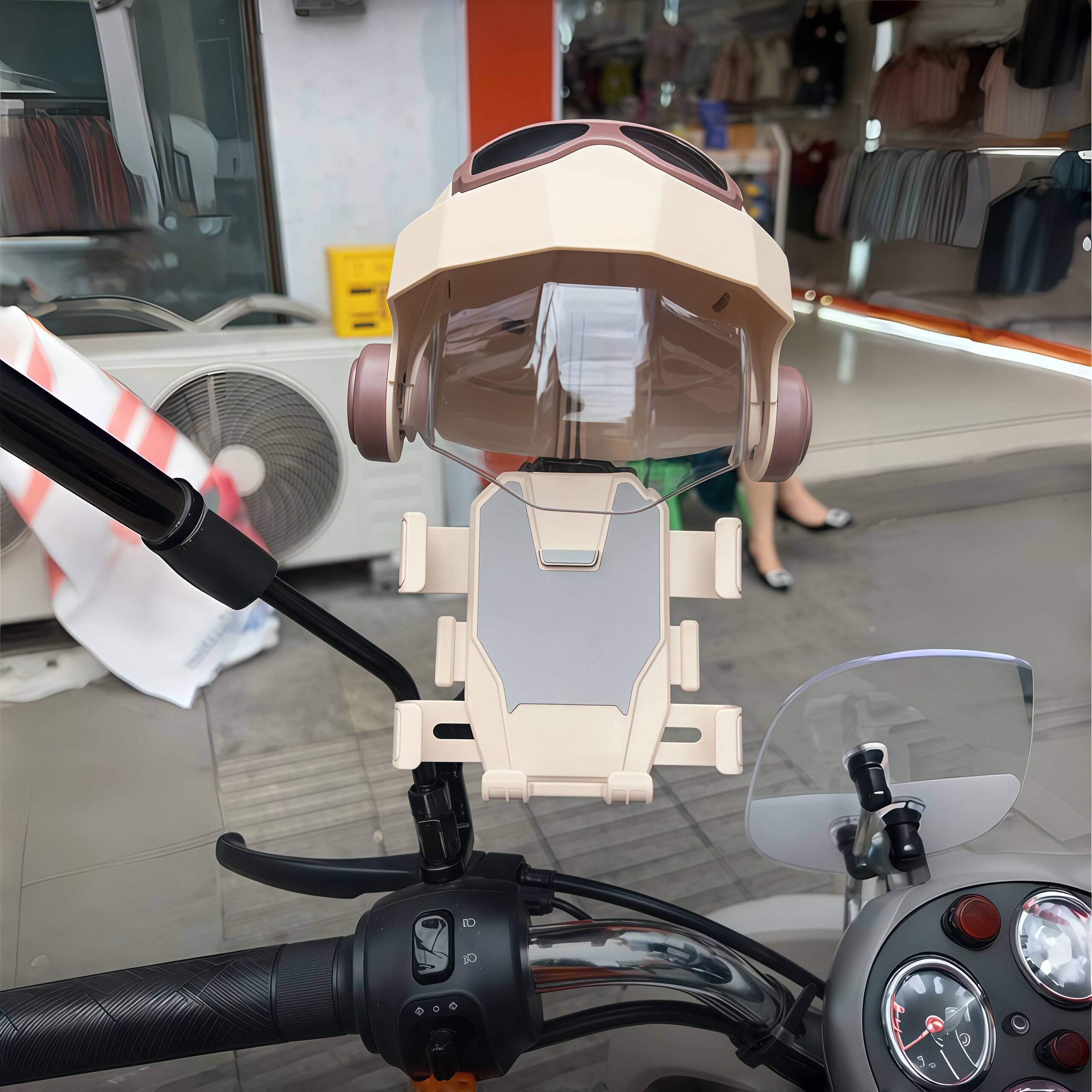 电动车手机支架电瓶摩托车防震外卖防雨遮阳小头盔导航支架手机架