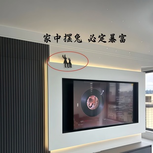 创意北欧风陶瓷哑光坐姿兔长耳兔摆件高档轻奢玄关电视柜酒柜摆件