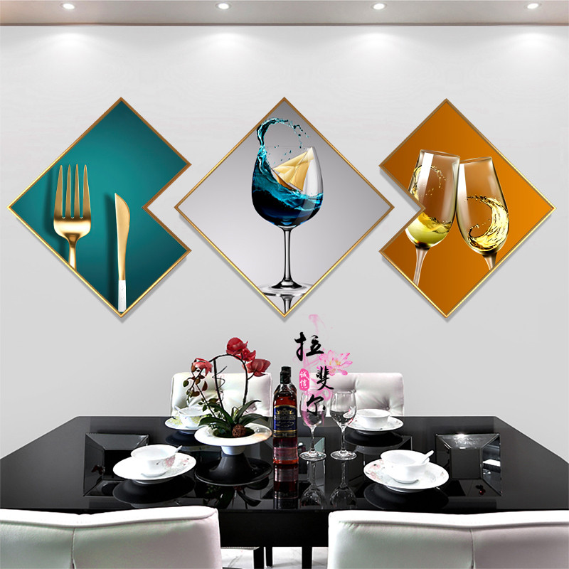 轻奢餐厅装饰画异形三联画水果花卉壁画现代简约餐桌背景墙画挂画