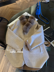 fabio gavazzi 意大利正品代购 羊绒大衣紫貂领