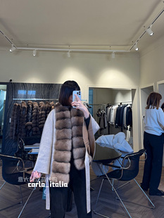 fabio gavazzi 意大利正品代购 羊绒大衣紫貂领披肩斗篷