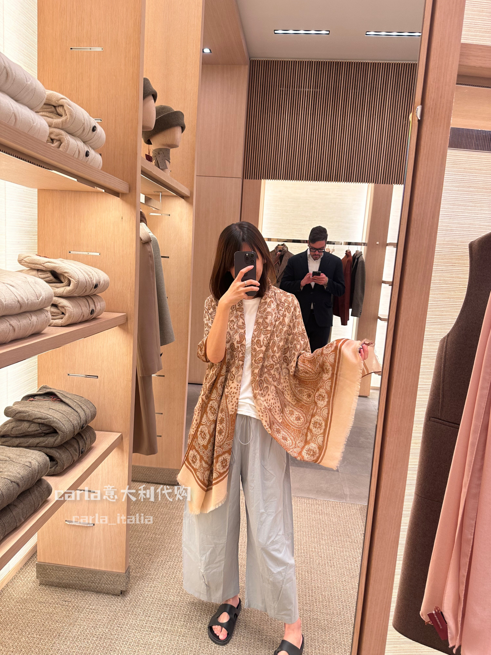 Loro Piana诺悠翩雅 24秋冬新款羊绒混丝 大围巾披肩 意大利代购