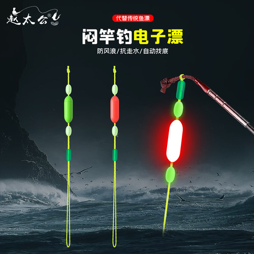 闷竿漂夜光漂闷杆钓组日夜两用竿稍漂电子醒目豆抗走水急流水神器