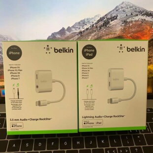Belkin贝尔金苹果iPhoneX11听歌充电lighting+3.5mm二合一转换器