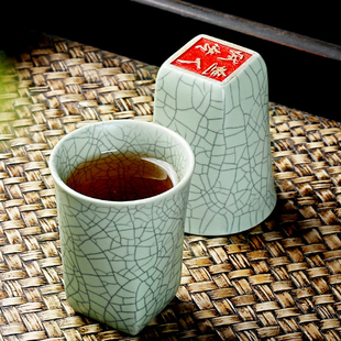 汝窑茶杯私人定制陶瓷可养功夫品茗杯主人杯高端家用喝茶刻字单杯
