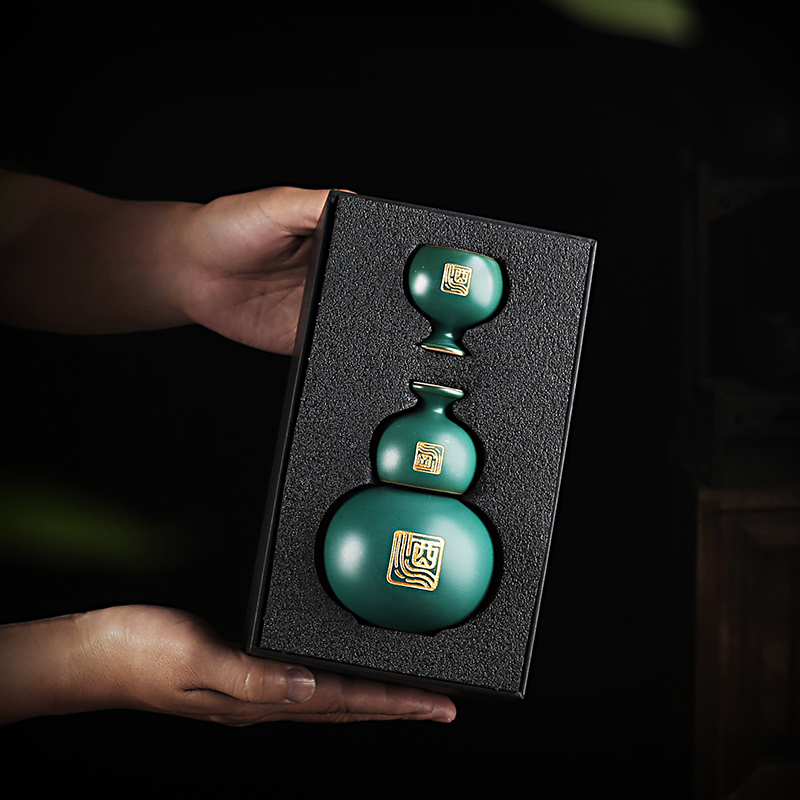 中式酒具套装陶瓷烈酒杯高档三两白酒壶个性刻字黄酒杯酒壶礼盒装