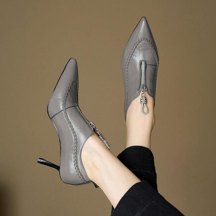 头层牛邹漆皮6cm细跟尖头高跟鞋女时尚气质四季深口单鞋及踝鞋靴,女鞋,深口单鞋,淘宝优惠券,粉丝福利购,淘宝优惠卷