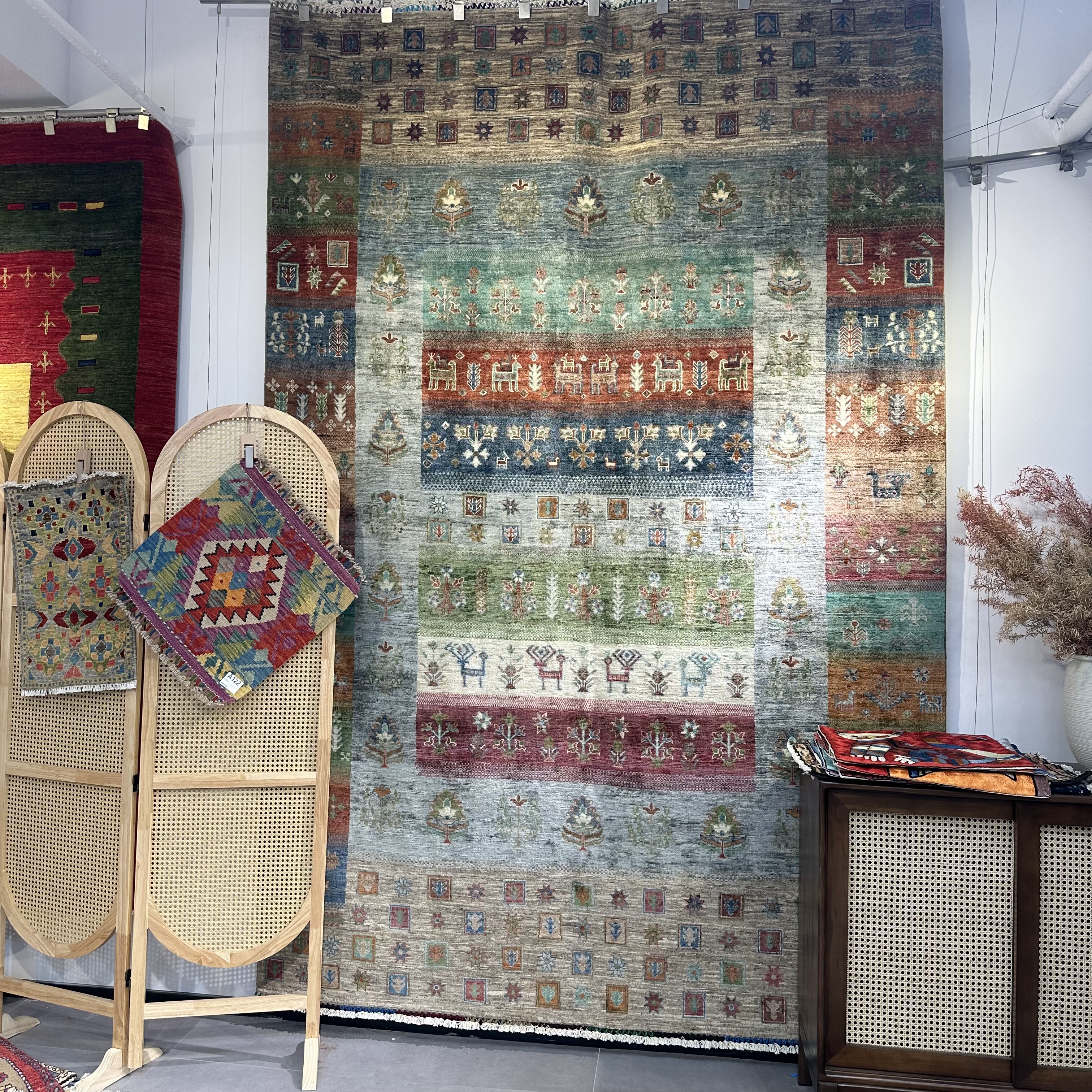 阿富汗进口手工羊毛打结坎毯收藏级地毯植物染无胶别墅客厅地毯