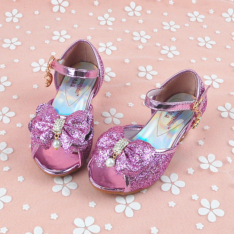 Sandales enfants en Cuir spatial orteil paillette pour été - semelle tendon - Ref 1053415 Image 3