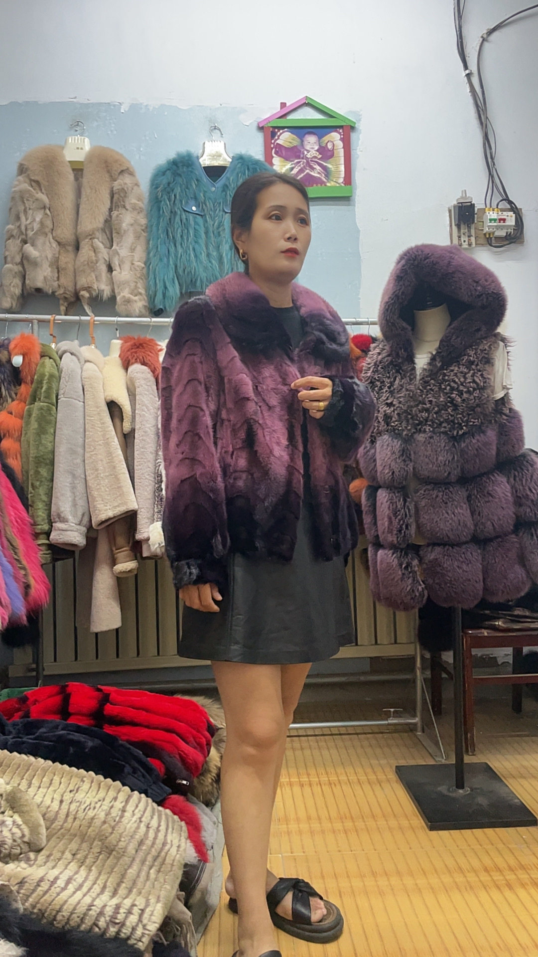 紫貂拼貂皮草外套女冬季加厚保暖包挂件