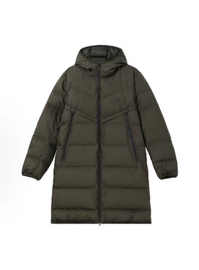 NIKE耐克男款纯色logo印花连帽冬季户外保暖长款羽绒服DV1134-355