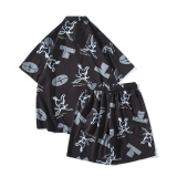 夏季新款冰丝大码情侣套装沙滩衬衫短袖沙滩裤TZ6713P58，男装T恤，星座101C（原电商A011-3）