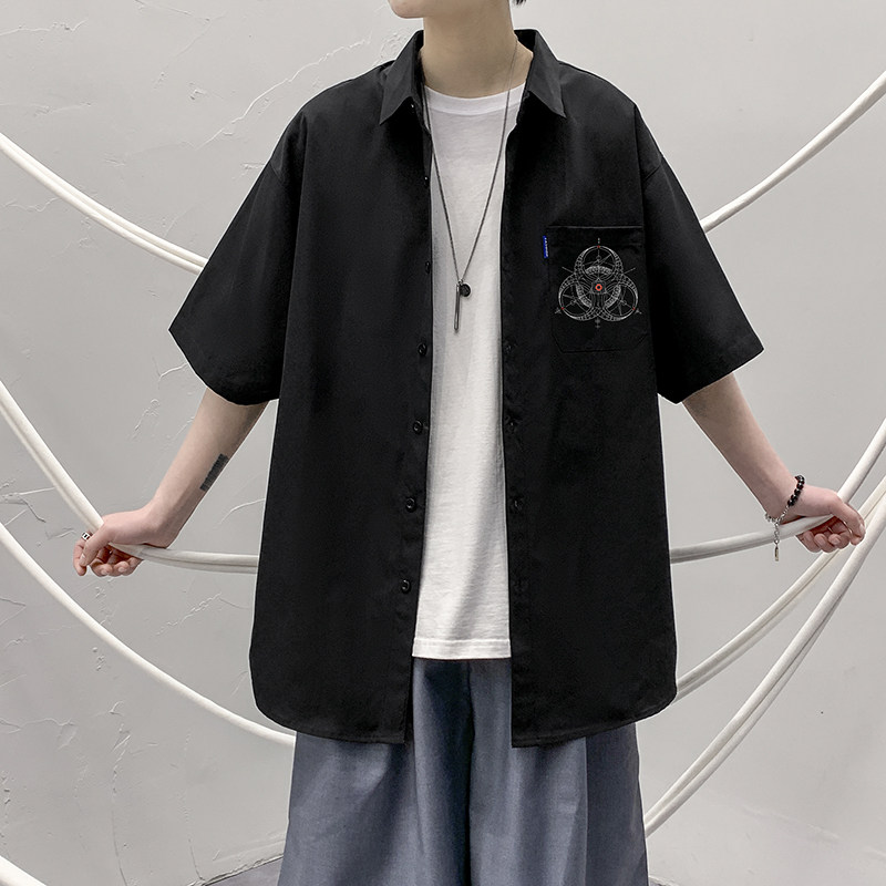 港风大码短袖INS潮衬衫青年男生情侣衬衫D323P28,男装T恤,星座101C（原电商A011-3）