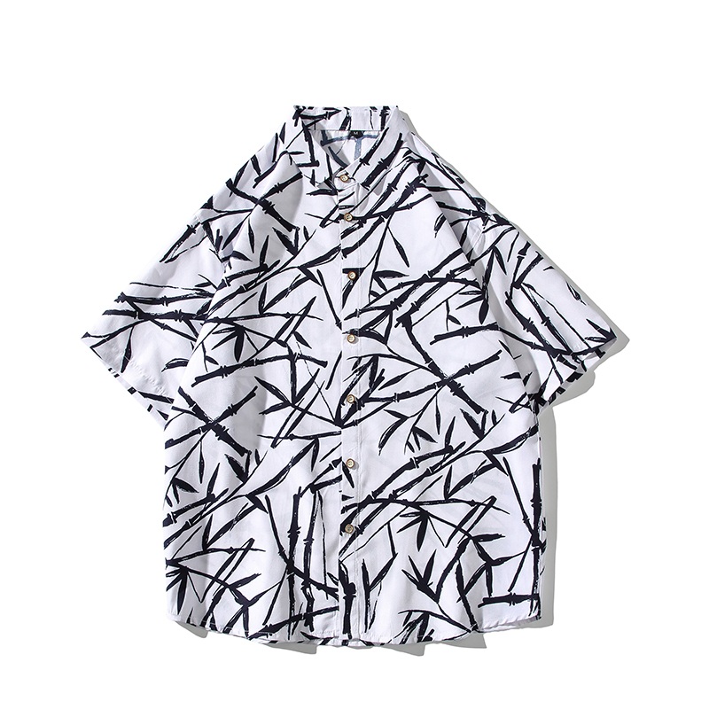 港风白底大码短袖潮花衬衫男生情侣衬衫D351P30，男装T恤，星座101C（原电商A011-3）