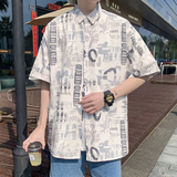 24冰丝港风衬衫男短袖夏季情侣沙滩衬衣外套D637P35，男装T恤，星座101C（原电商A011-3）
