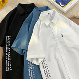 五色大码衬衣短袖港风字母电商基地青年男衬衫D335P28，男装T恤，星座101C（原电商A011-3）