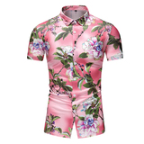 2025夏花衬衣短袖风花衬衫青年男衬衫D309P45，男装T恤，星座101C（原电商A011-3）