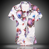 夏季时尚潮衬衣短袖风花衬衫青年男衬衫D311P45，男装T恤，星座101C（原电商A011-3）